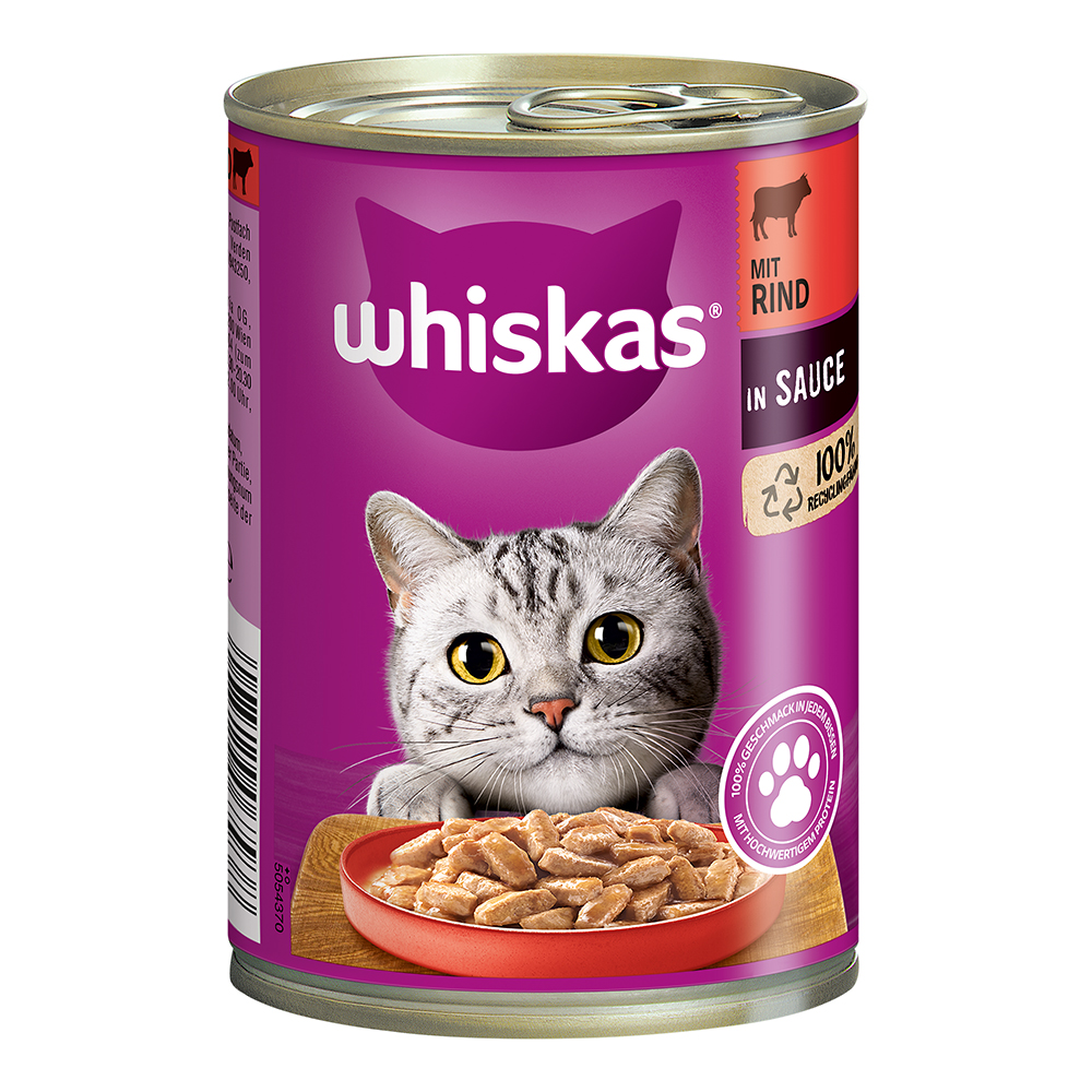 Whiskas 1 Mit Rind Und Leber In Sauce 400g Nassfutter Katzenfutter