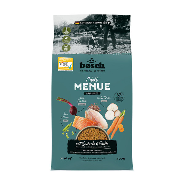 Bosch HPC MENUE Adult mit Seelachs TW-Huhn + Pute getreidefrei