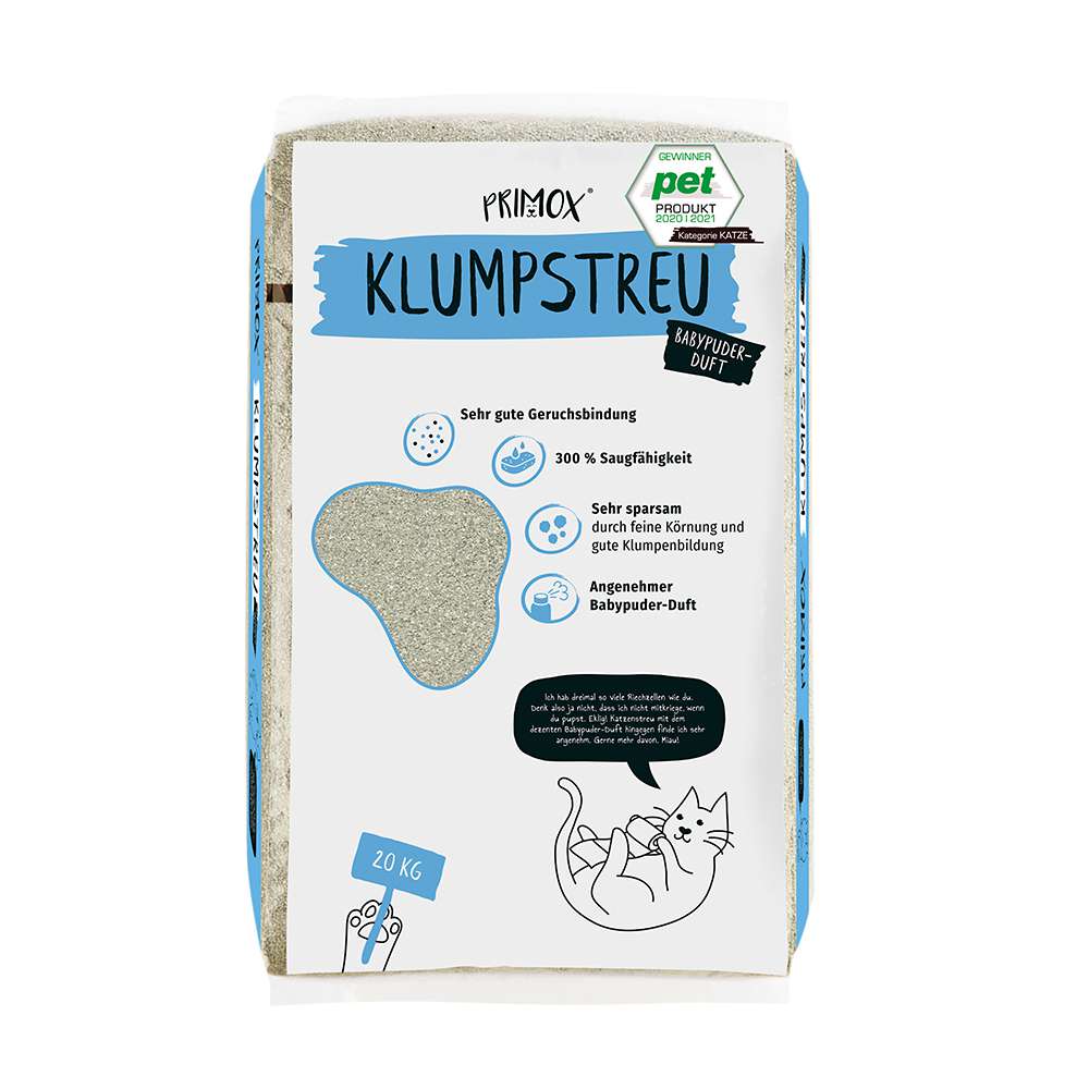 Primox Katzenstreu Klumpend Mit Babypuder Duft kg Katzenstreu Katze Sortiment Stroetmann Tiernahrung