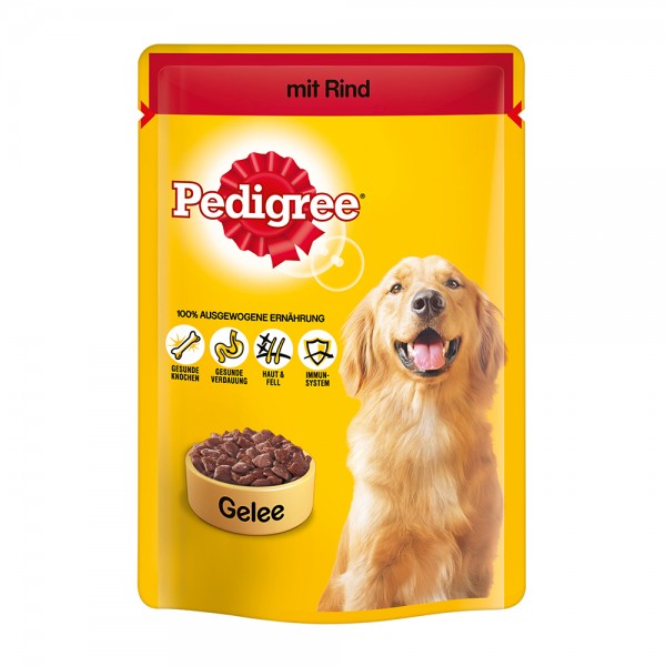 Pedigree mit Rind in Gelee