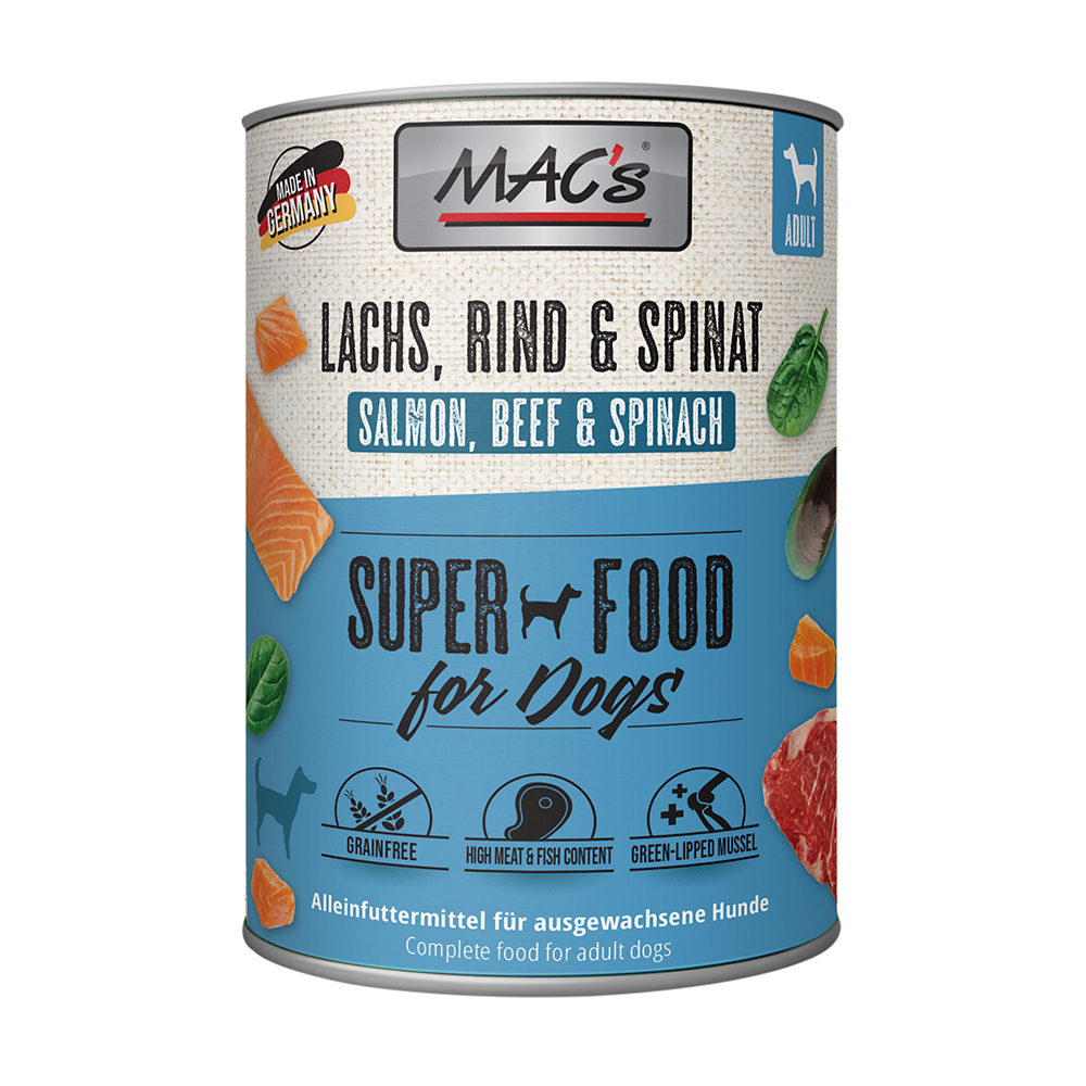 MAC´s DOG Lachs &amp; Spinat Nassfutter Hundefutter Hund Sortiment