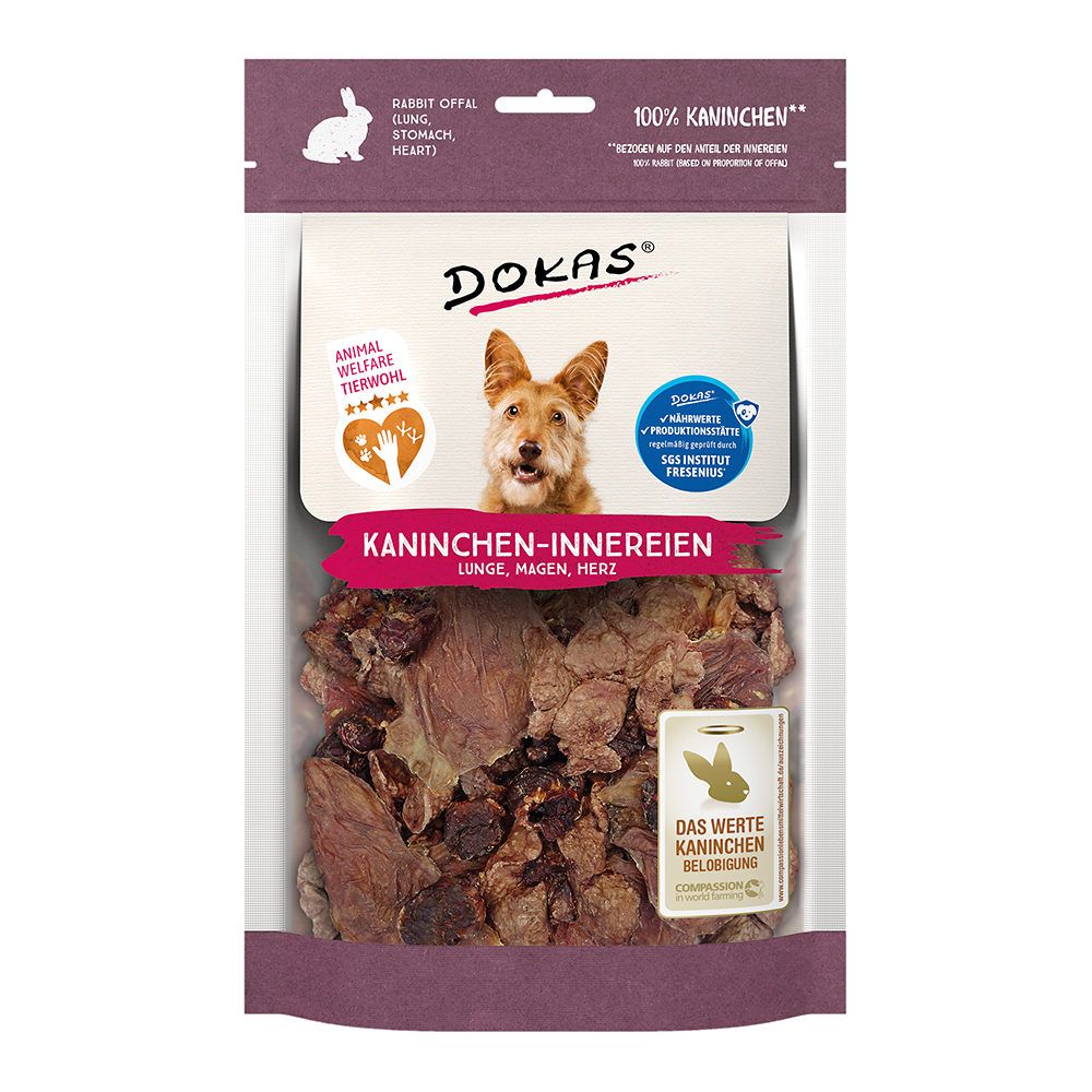 Dokas Kaninchenohren Innereien Snacks Hundefutter Hund