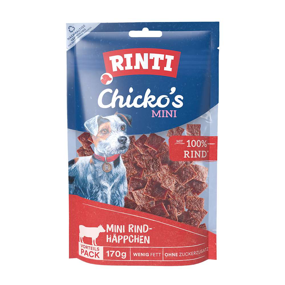 Rinti Chicko Mini – Kleine Rind-Stückchen Im Vorratspack, 9 X 170 G, Hundesnack Mit Hohem Proteingehalt