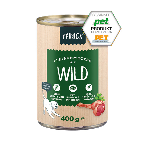 Primox Hunde Nassfutter mit Wild 6 x 400g