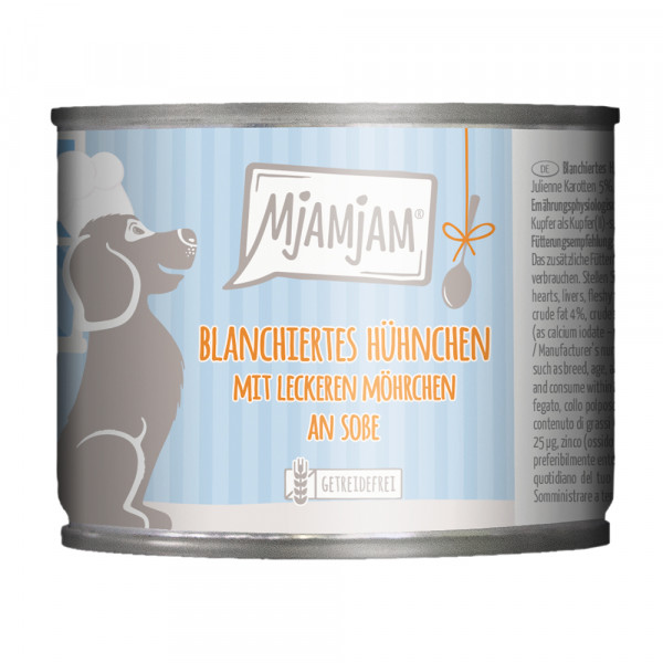 MjAMjAM blanchiertes Hühnchen mit leckeren Möhrchen an Soße