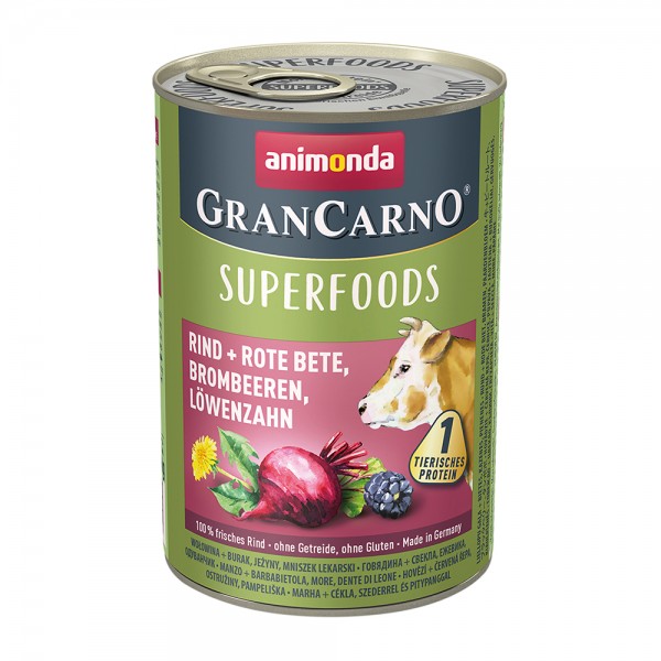 Animonda Gran Carno Superfoods mit Rind, Rote Beete, Brombeeren & Löwenzahn