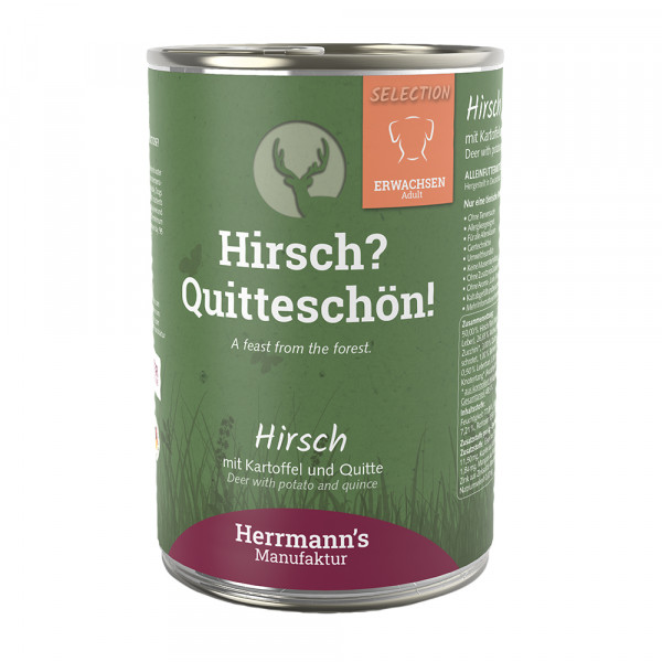 Herrmanns Hirsch mit Kartoffel & Quitte