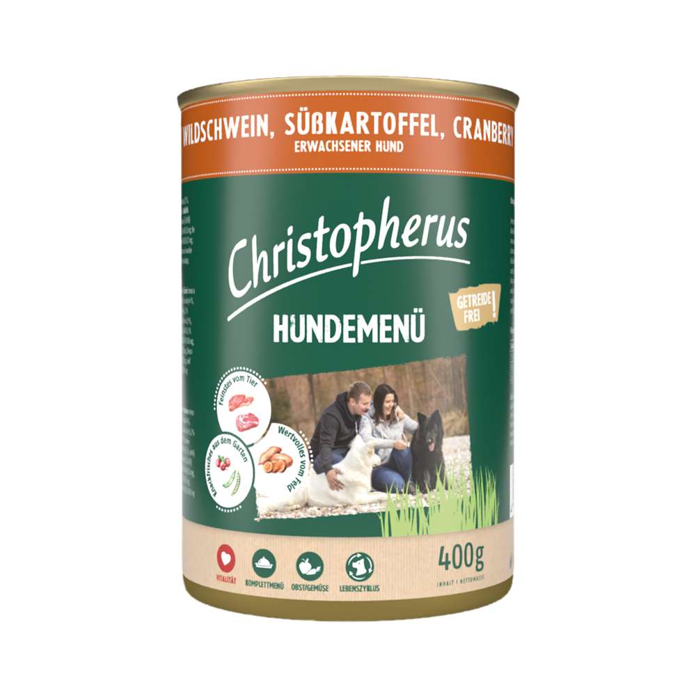 Allco Christopherus Hundemenü mit Wildschwein, Süßkartoffel &amp; Cranberry