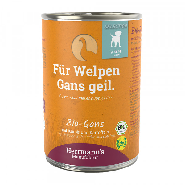 Herrmanns Welpen Bio-Gans mit Spinat und Kartoffeln