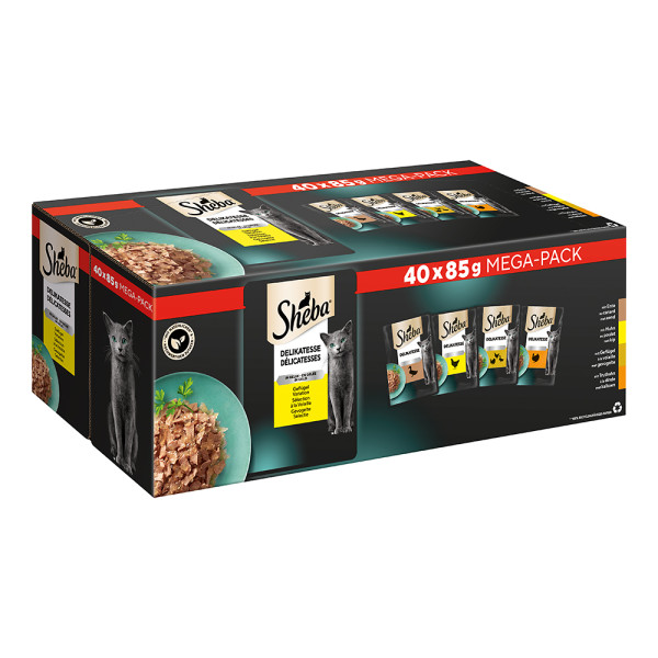 Sheba Delikatesse Multipack Mega Pack Portionsbeutel Geflügel Variation in Gelee
