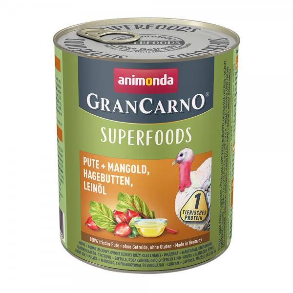 Animonda Gran Carno Superfoods mit Pute, Mangold, Hagebutten & Leinöl