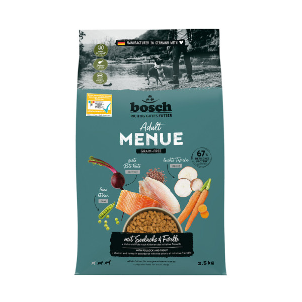 Bosch HPC MENUE Adult mit Seelachs TW-Huhn + Pute getreidefrei