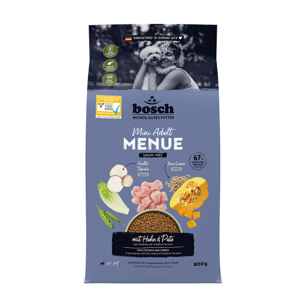 Bosch HPC MENUE Mini Adult mit TW-Huhn + Pute getreidefrei