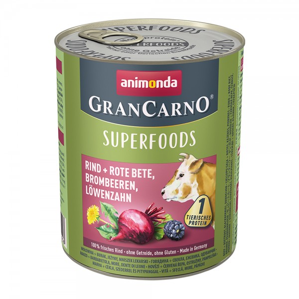 Animonda Gran Carno Superfoods mit Rind, Rote Beete, Brombeeren & Löwenzahn