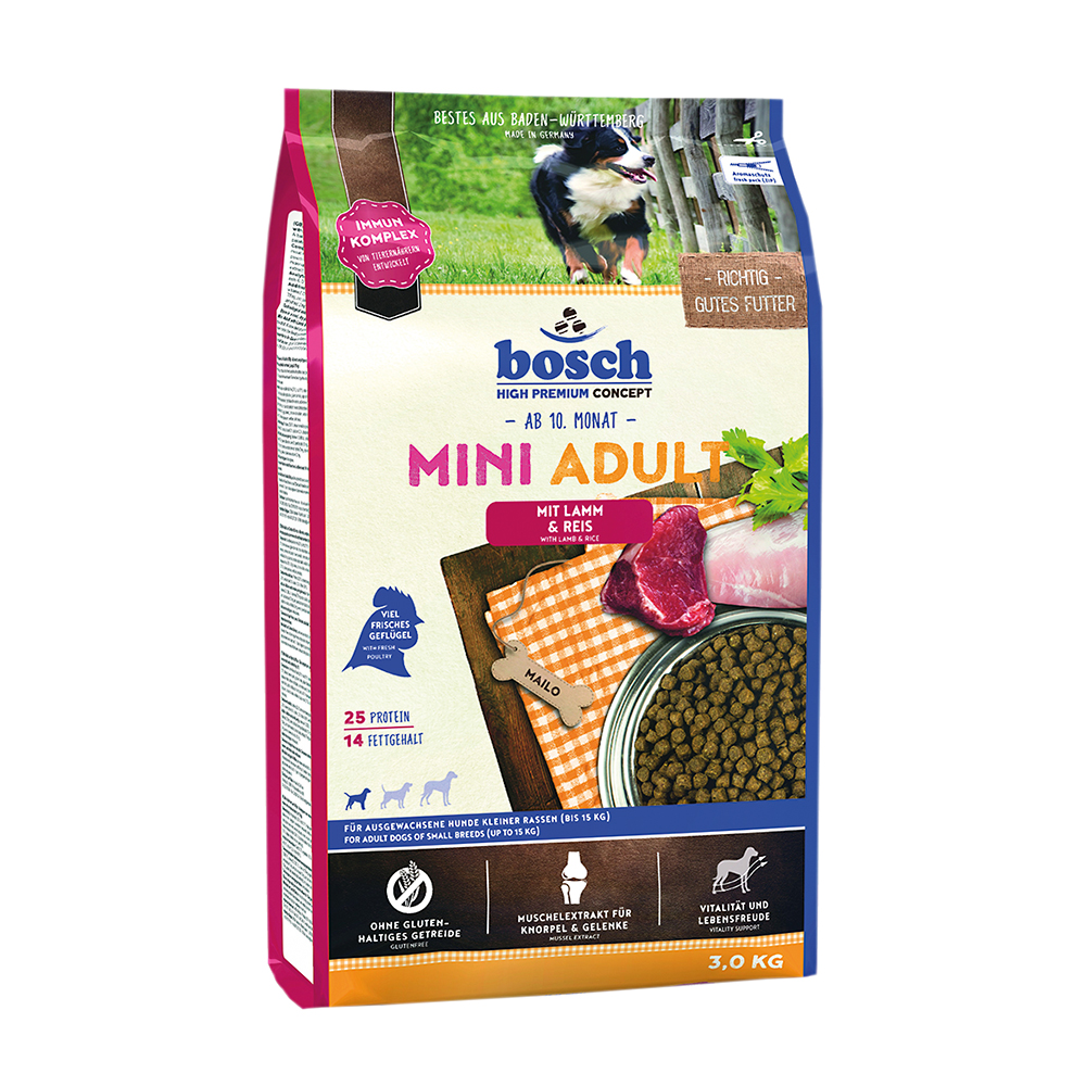 Bosch Mini Adult Lamm &amp; Reis Trockenfutter Hundefutter Hund