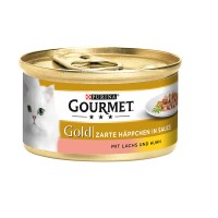 Gourmet Gold Zarte Häppchen in Sauce mit Lachs & Huhn Gourmet Gold Zarte Häppchen in Sauce mit Lachs & Huhn