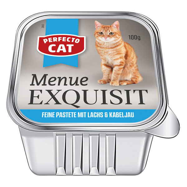 Perfecto Cat Menue Exquisit Feine Pastete mit Lachs & Kabeljau