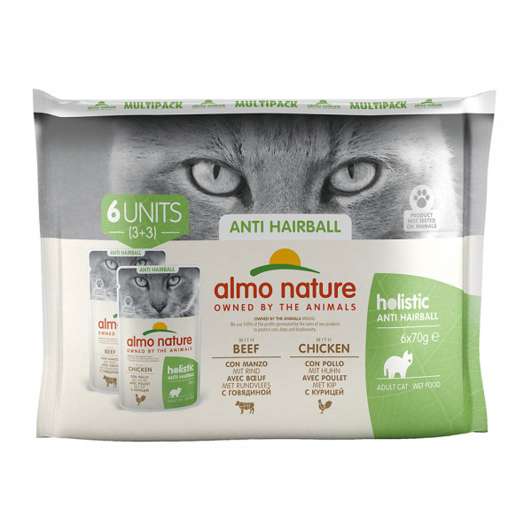 Almo Nature Anti Hairball Multipack 3x Rind + 3x Huhn