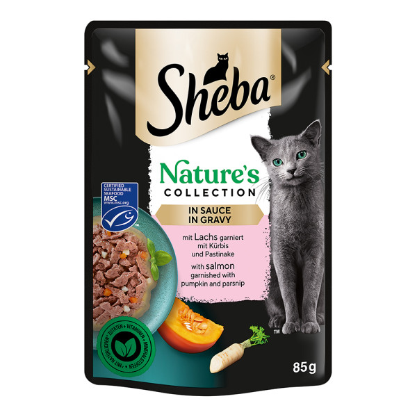 Sheba Natures Collection mit Lachs garniert mit Kürbis und Pastinake in Sauce