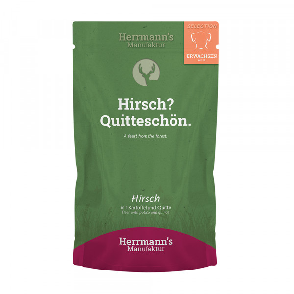 Herrmanns Hirsch mit Kartoffel, Zucchini & Quitte