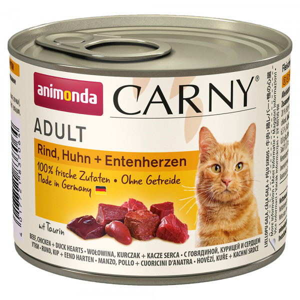 Animonda Carny Adult Rind, Huhn + Entenherzen